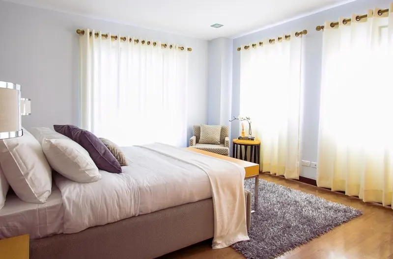 Beds & bedding in a real room